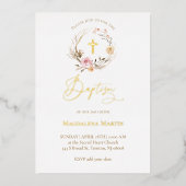 floral wreath Baptism Folie Uitnodiging (Voorkant)