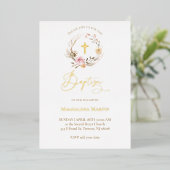 floral wreath Baptism Folie Uitnodiging (Staand Voorkant)