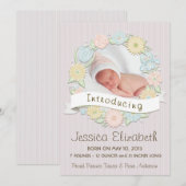 Floral Wreath Birth Anncouncement Aankondiging (Voorkant / Achterkant)