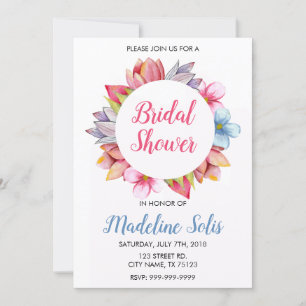FLORAL WREATH BRIDAL SHOWER INVITATION KAART