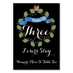  Floral Wreath Bunco Table Card #3 Kaart