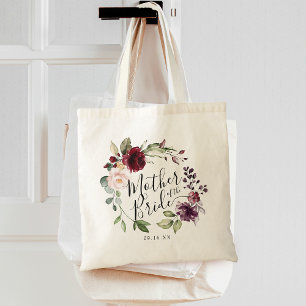 Floral Wreath Burgundy Blush Moeder van de Bride Tote Bag