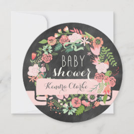 FLORAL WREATH CHALKBOARD | BABY SHOWER INVITATIE KAART