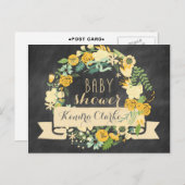 FLORAL WREATH CHALKBOARD | BABY SHOWER INVITATIE UITNODIGING BRIEFKAART (Voorkant / Achterkant)