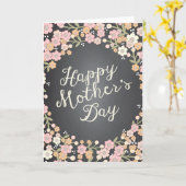 Floral Wreath Chalkboard Happy Moederdag Card Kaart (Gele Bloem)