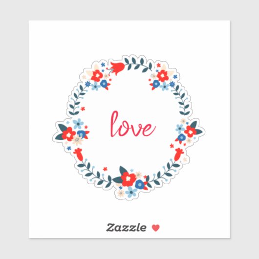 Floral Wreath Circular Love Sticker (Vel)