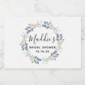 Floral Wreath Custom Naam Bruid Naam Vrijgezellenf Sparkling Wijnetiket (Enkel label)