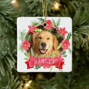 Floral Wreath Dog Foto Keramisch Ornament