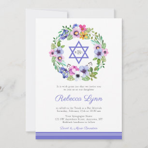 Floral Wreath Garden Bat Mitzvah Kaart