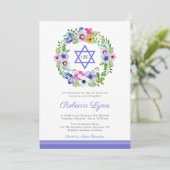 Floral Wreath Garden Bat Mitzvah Kaart (Staand voorkant)