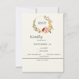 Floral Wreath Gold RSVP Kaartje