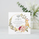  Floral Wreath ( goud ) Uitnodiging (Staand voorkant)