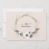 Floral Wreath Grey Blush Rustic Virtual Birthday Kaart (Achterkant)