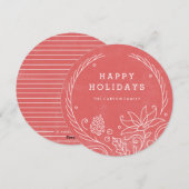 Floral Wreath Holiday Kaart - Holly (Voorkant / Achterkant)