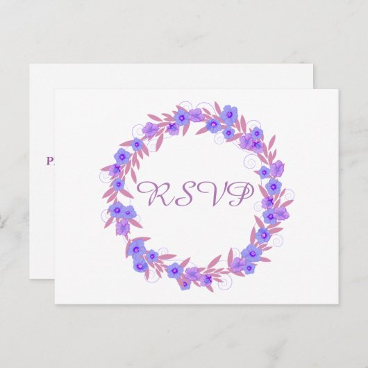 Floral Wreath Lavender RSVP Uitnodiging Briefkaart (Voorkant / Achterkant)