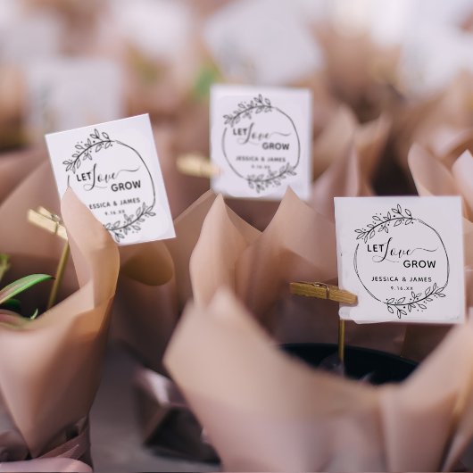 Floral Wreath Let Love Grow Wedding Rubberstempel