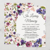 Floral Wreath Memorial Faire-part Service (Devant / Derrière)