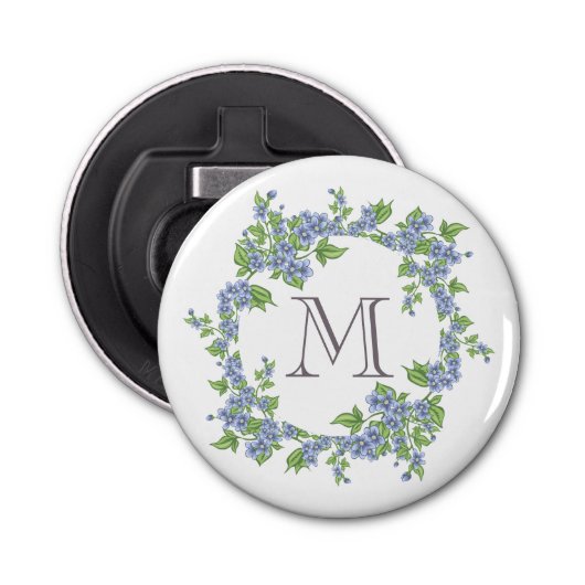 Floral Wreath Monogram Button Flesopener (Voorkant)