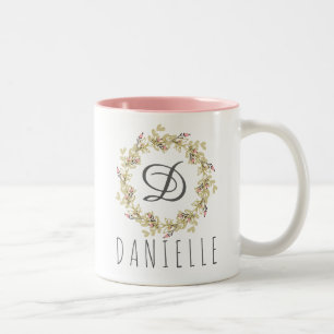 Floral Wreath Monogram Coffee Mok