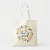 Floral Wreath Monogrammed Maid of Honor Tote Bag (Voorkant)