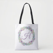 Floral Wreath Monogrammed Personalized Draagtas (Voorkant)