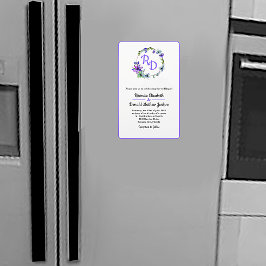  Floral Wreath Monogrammed Wedding Invitatio Magneet