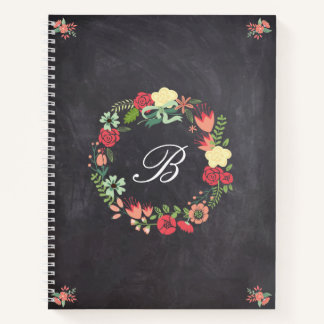 Floral Wreath op het Monogram van het karton Notitieboek