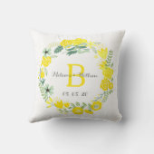 Floral Wreath Personalized Wedding Sierkussen (Achterkant)