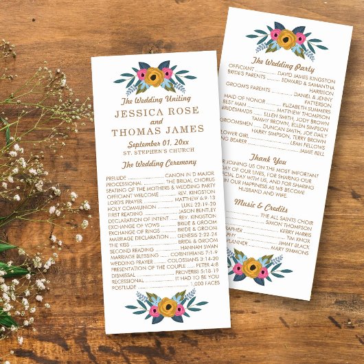 Floral Wreath Programme de mariage blanc