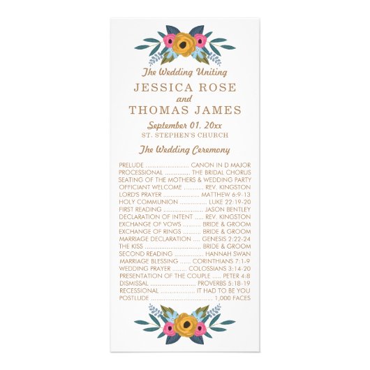 Floral Wreath Programme de mariage blanc (Devant)