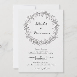 Floral Wreath   Sketch Peony Wedding Celebration Kaart