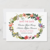 Floral Wreath sparen de Uitnodiging van de Datum (Voorkant)