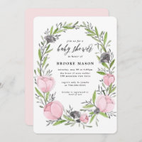 Floral Wreath Spring Baby shower Invitation