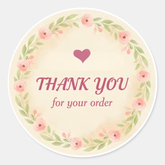 Floral Wreath Thank You Business Sticker (Devant)