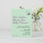 Floral Wreath Triad Wedding Invitation Kaart (Staand voorkant)