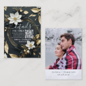 Floral Wreath Trouwgegevens Informatie QR Code Informatiekaartje (Voorkant / Achterkant)