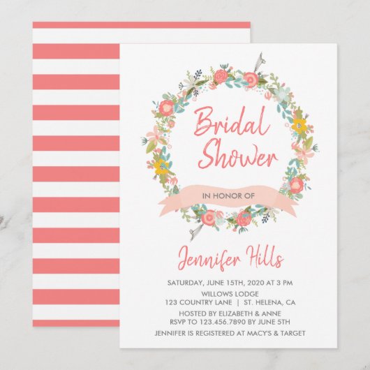 Floral Wreath Vrijgezellenfeest Kaart (Voorkant / Achterkant)