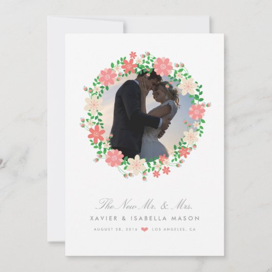 Floral Wreath Wedding Announcement Aankondiging (Voorkant)