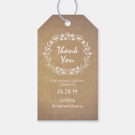 Floral Wreath Wedding Cadeaulabel (Voorkant)