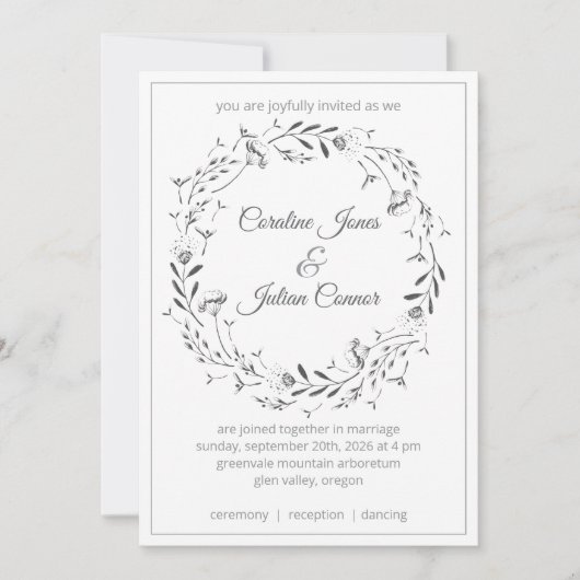 Floral Wreath Wedding Invitation (Devant)