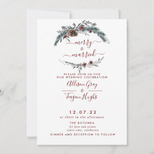 Floral Wreath Wedding Invitation Kaart
