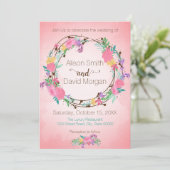 Floral Wreath Wedding Invitation Kaart (Staand voorkant)