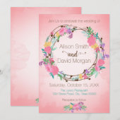 Floral Wreath Wedding Invitation Kaart (Voorkant / Achterkant)