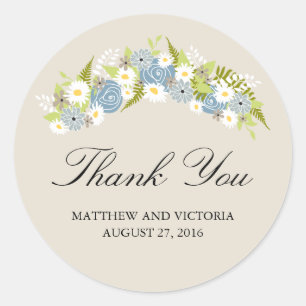 Floral Wreath Wedding Ronde Sticker