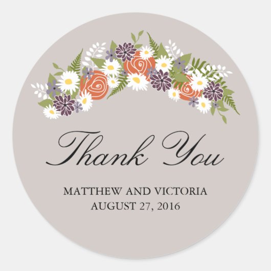 Floral Wreath Wedding Ronde Sticker (Voorkant)