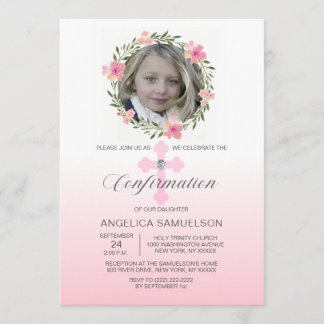 Floral Wreator Pink Confirmation GIRL | FOTO Kaart