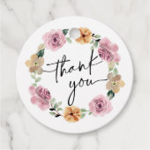 Floral Wreatscript Bedankt Bedankjes Labels (Voorkant)