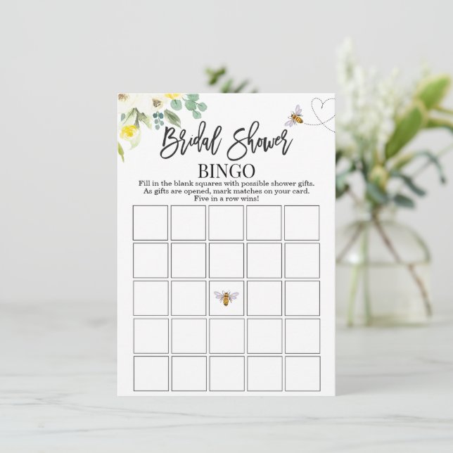 Floral Yellow Bee Bingo Game Kaart (Staand voorkant)