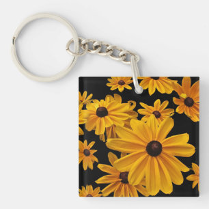 Floral Yellow Black Eyed Susan Flowers Sleutelhang Sleutelhanger