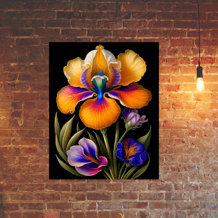 Floral Yellow Blue Botanical Illustratie Poster